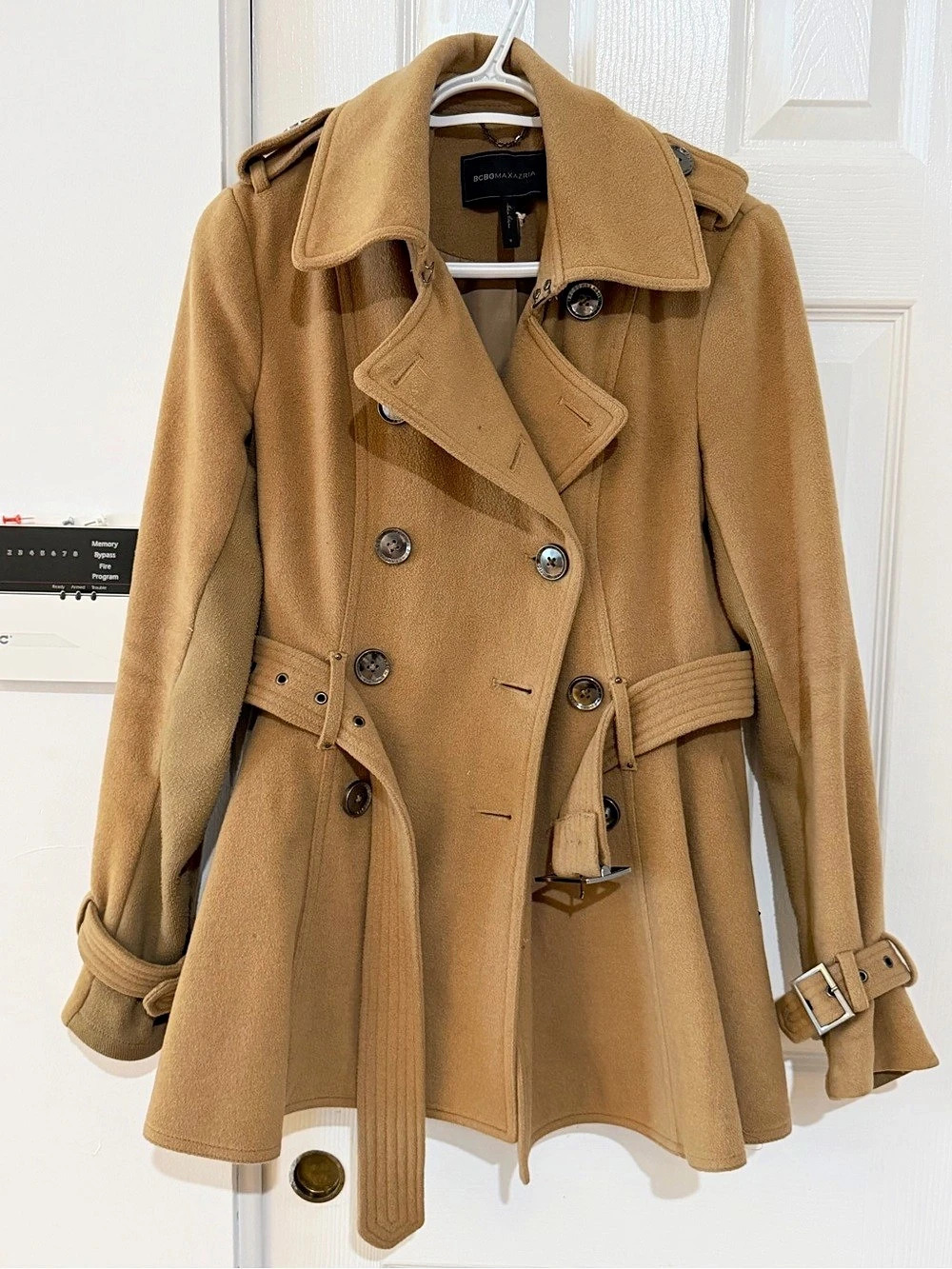 BCBGMAXAZRIA Double-Breasted Trench Coat in Brown Size Small Like New